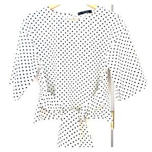 Zara polka dot tie front top